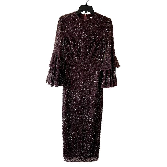 Mac Duggal Dresses & Skirts - Mac Duggal 10802 Bell Sleeve Sequin Dress size 2 burgundy C10
